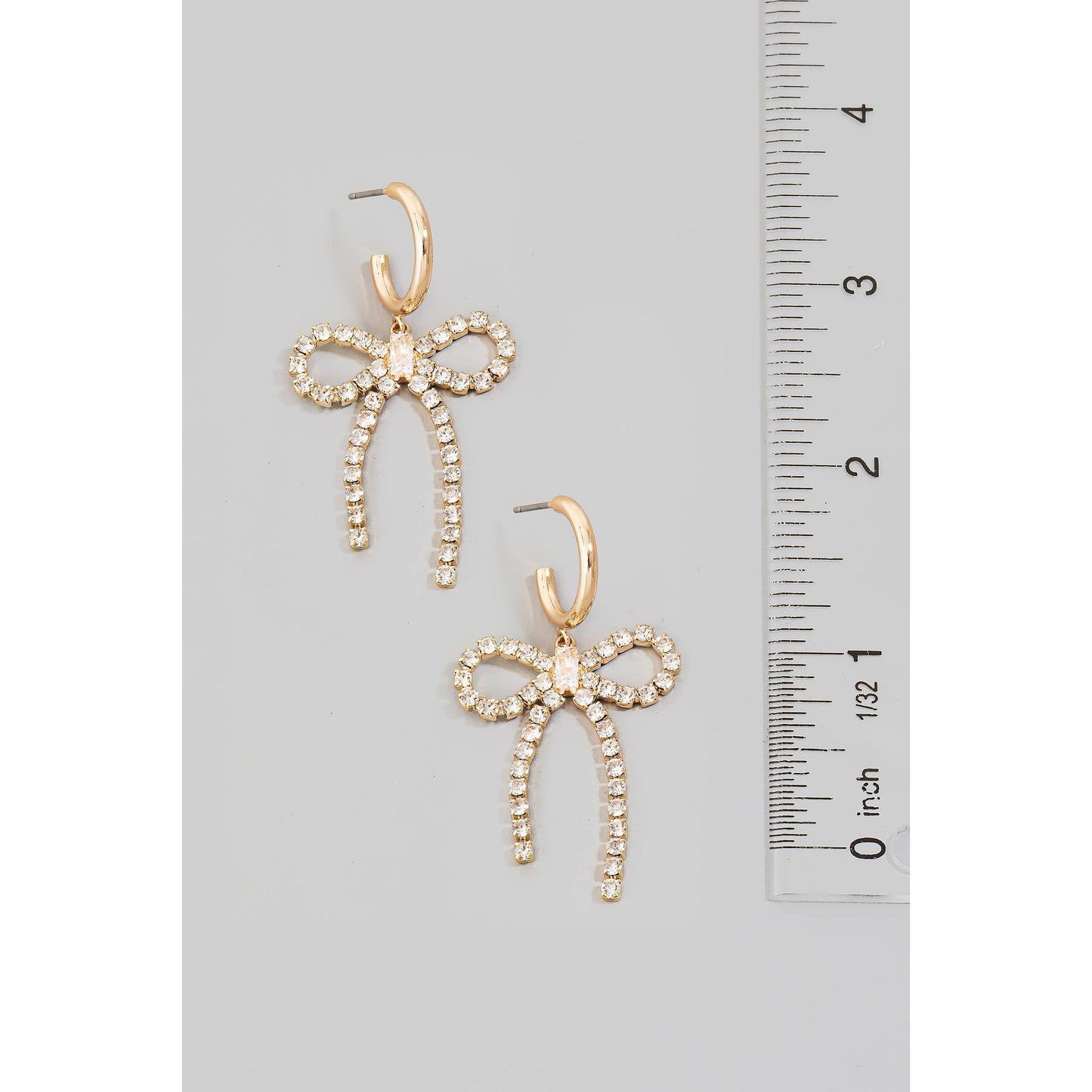 Pave Ribbon Dangle Hoop Earrings