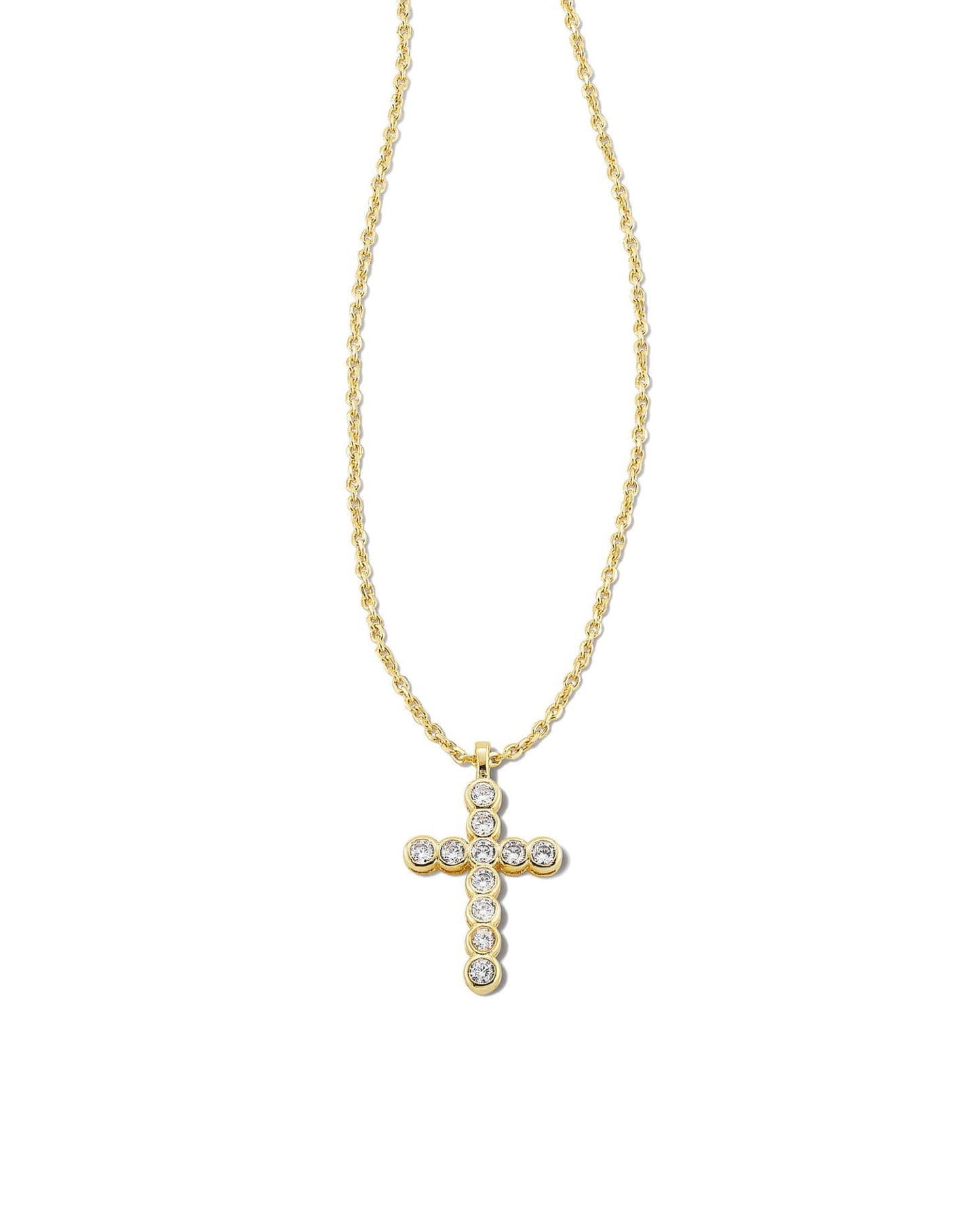 Cross White CZ Gold Pendant Necklace