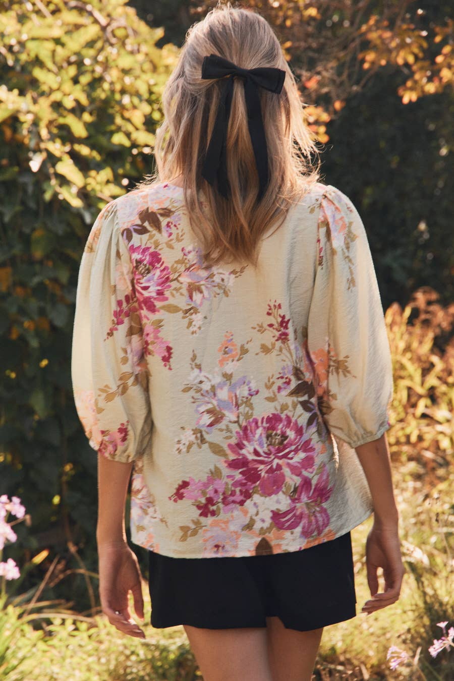 Sheer Floral Printed Blouse: Mint Sage Multi