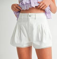 Pintuck white shorts