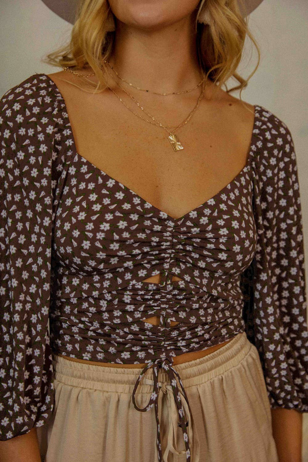 DJT5094 Floral printed knit top