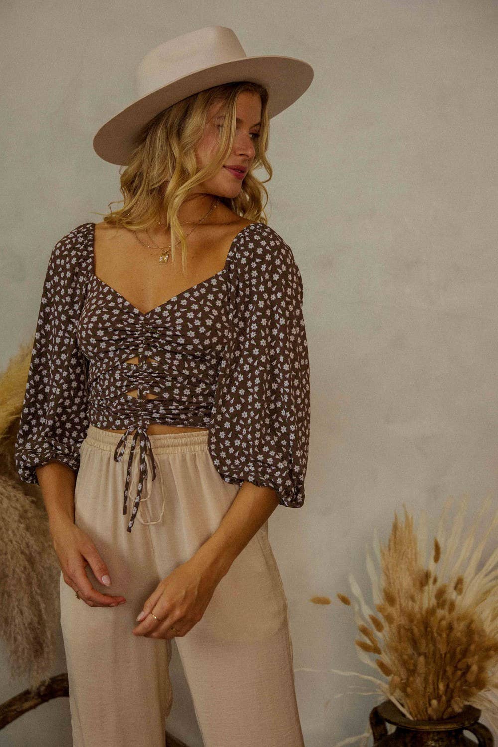 DJT5094 Floral printed knit top