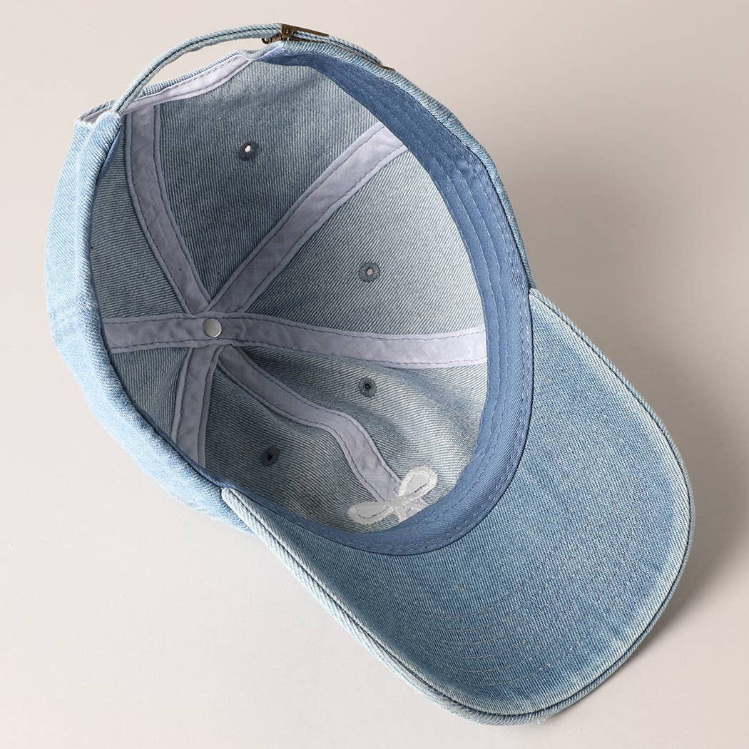 Bow Embroidered Baseball Hat