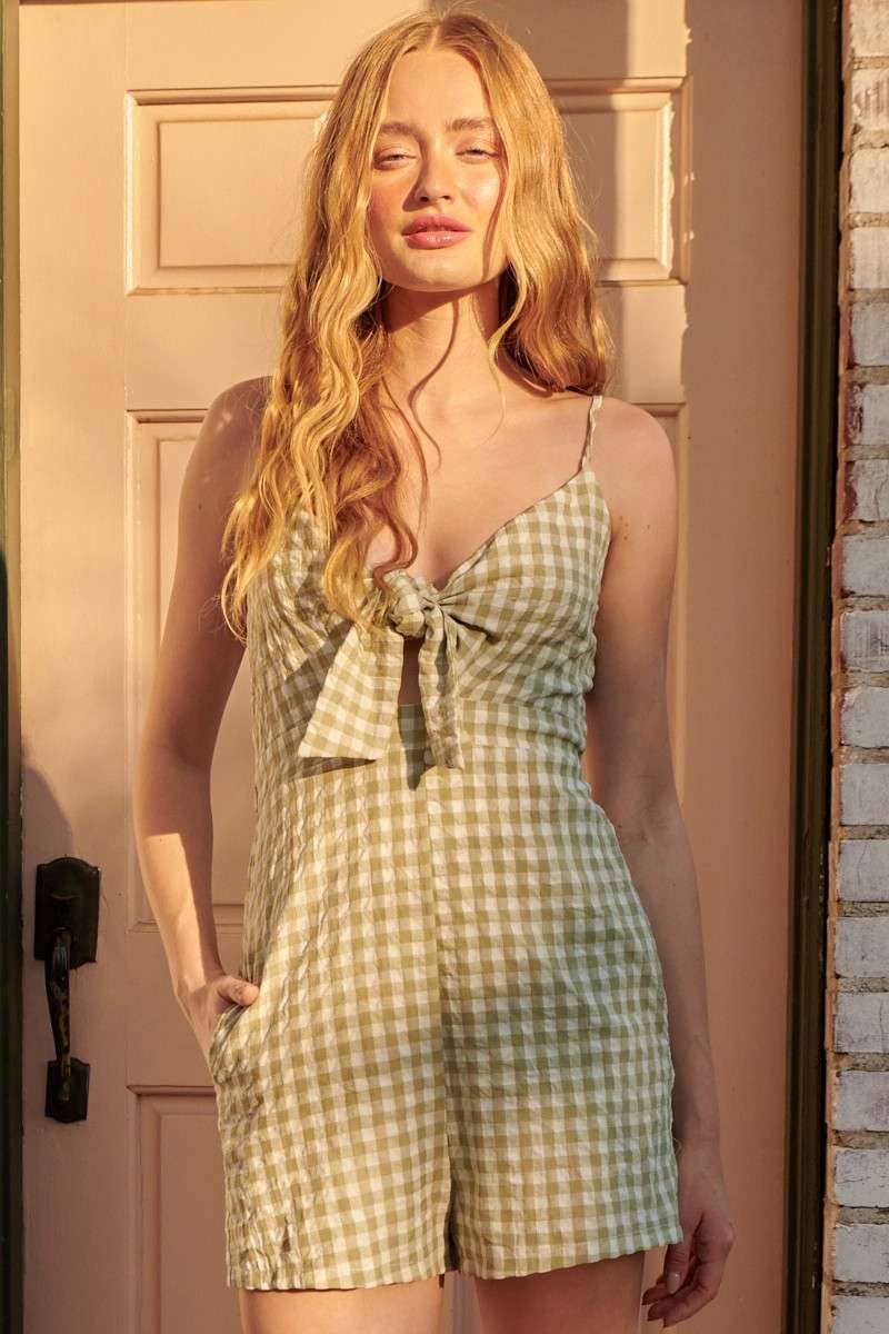 Gingham Bow Romper
