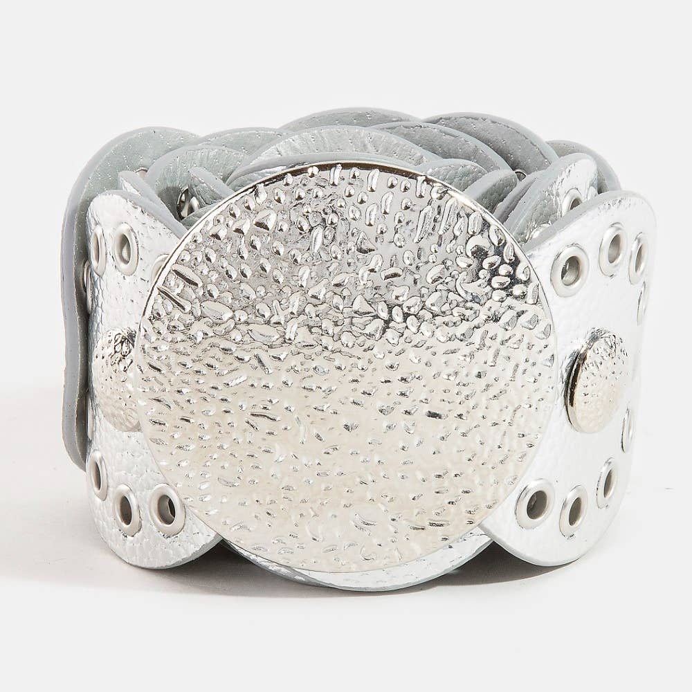Disc Accent Faux Leather Link Belt
