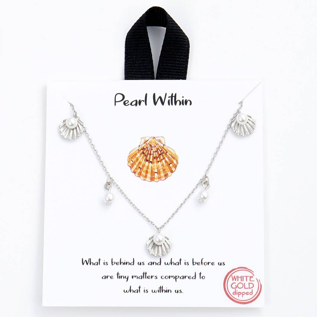Shells and Pearls Station Necklace