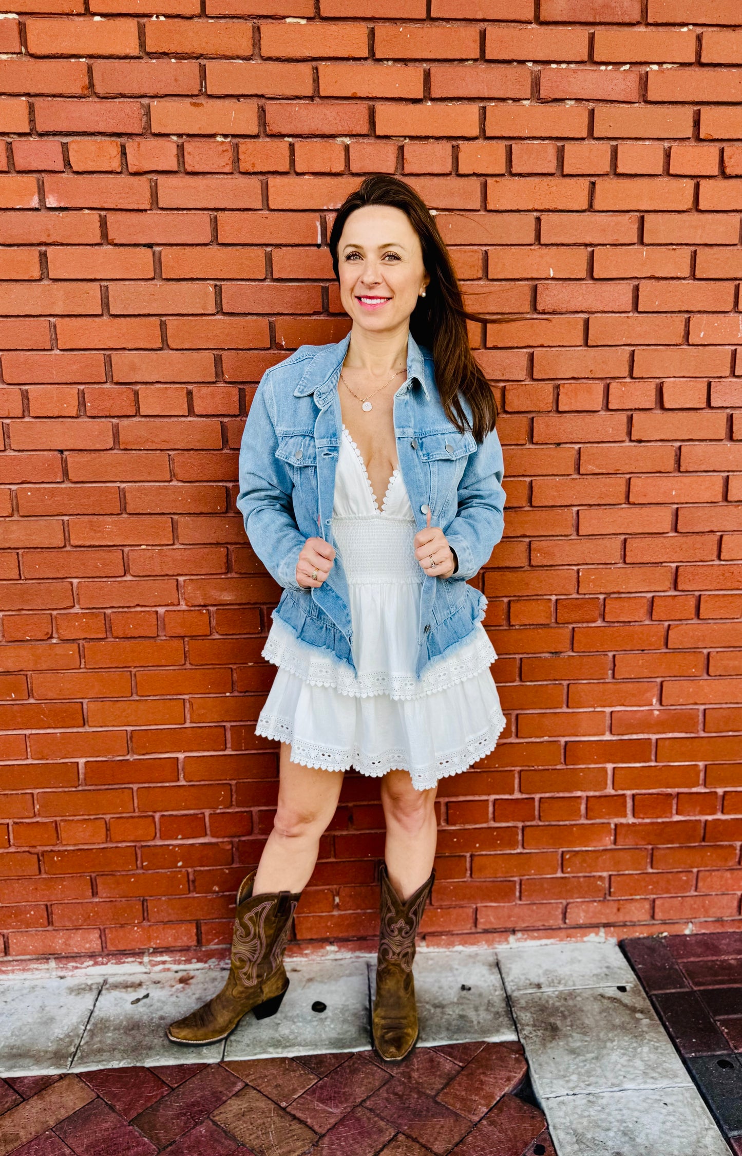 Ruffle Hem Denim Jacket