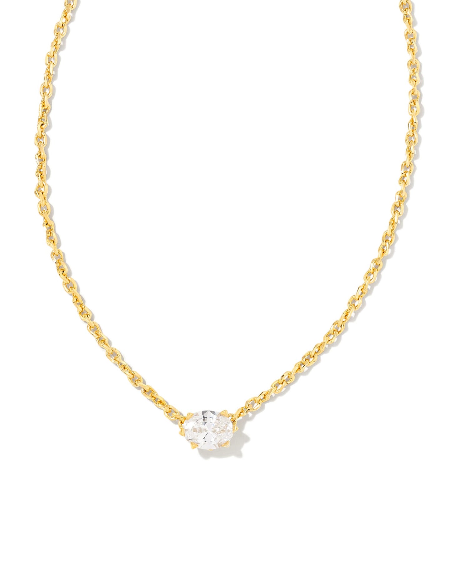 Cailin Gold Pendant Necklace in White CZ