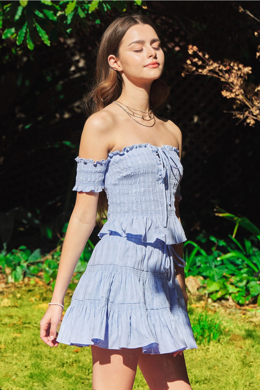Light blue tiered skirt