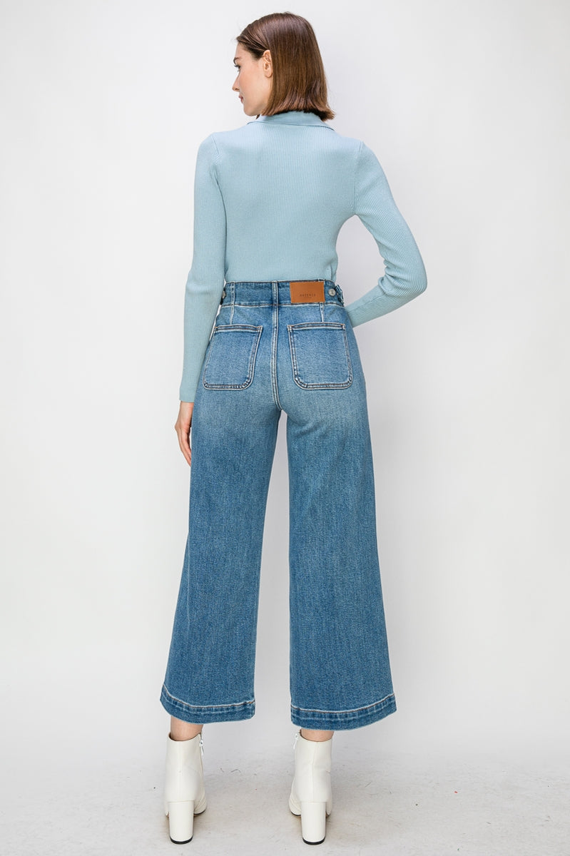 High-rise crop wide jeans