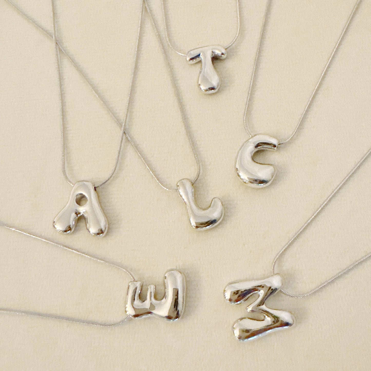 Balloon Letter Initial Necklace: Yellow Gold / N