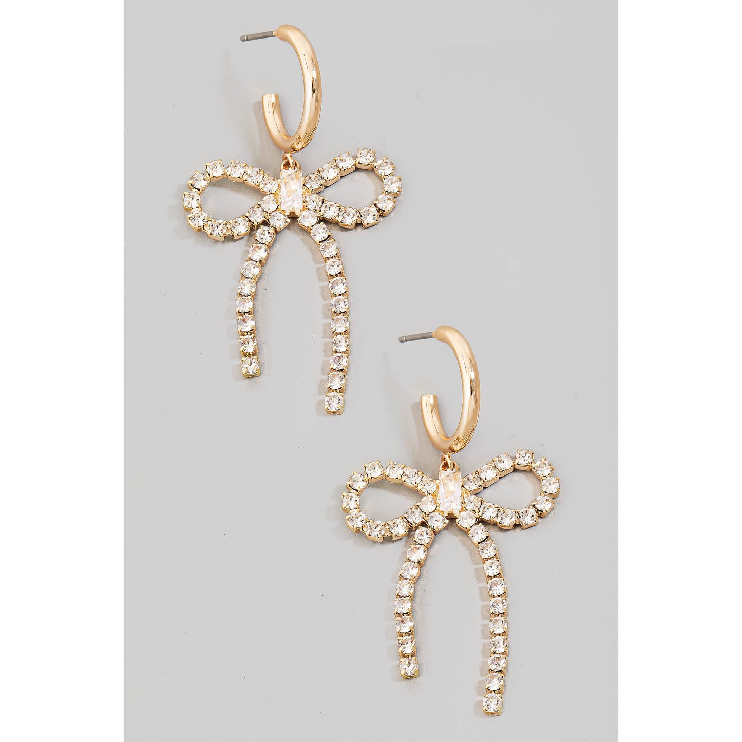 Pave Ribbon Dangle Hoop Earrings