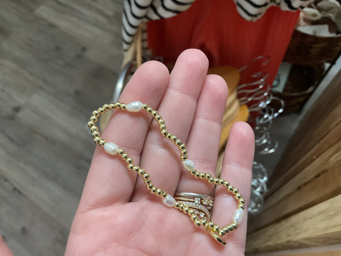 Alex Carol gold with tiny pearls