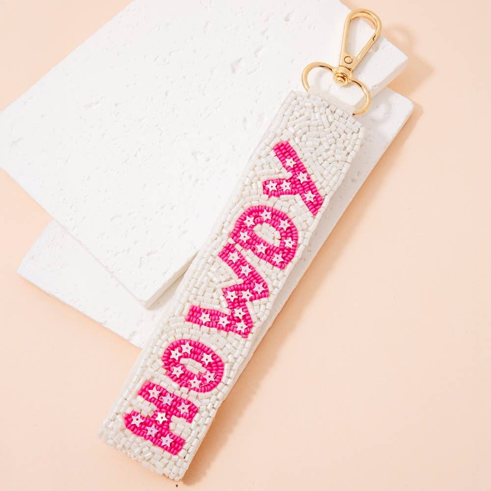 Howdy And Stars Beaded Keychain