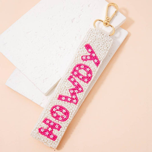 Howdy And Stars Beaded Keychain