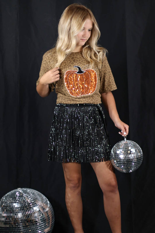 Pumpkin Brown Leopard Short Sleeve