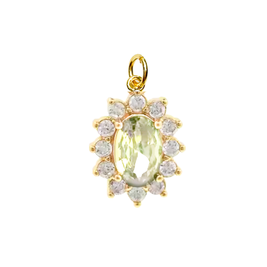 Oval Green Zircon Charm For Charm Necklace & Bracelet