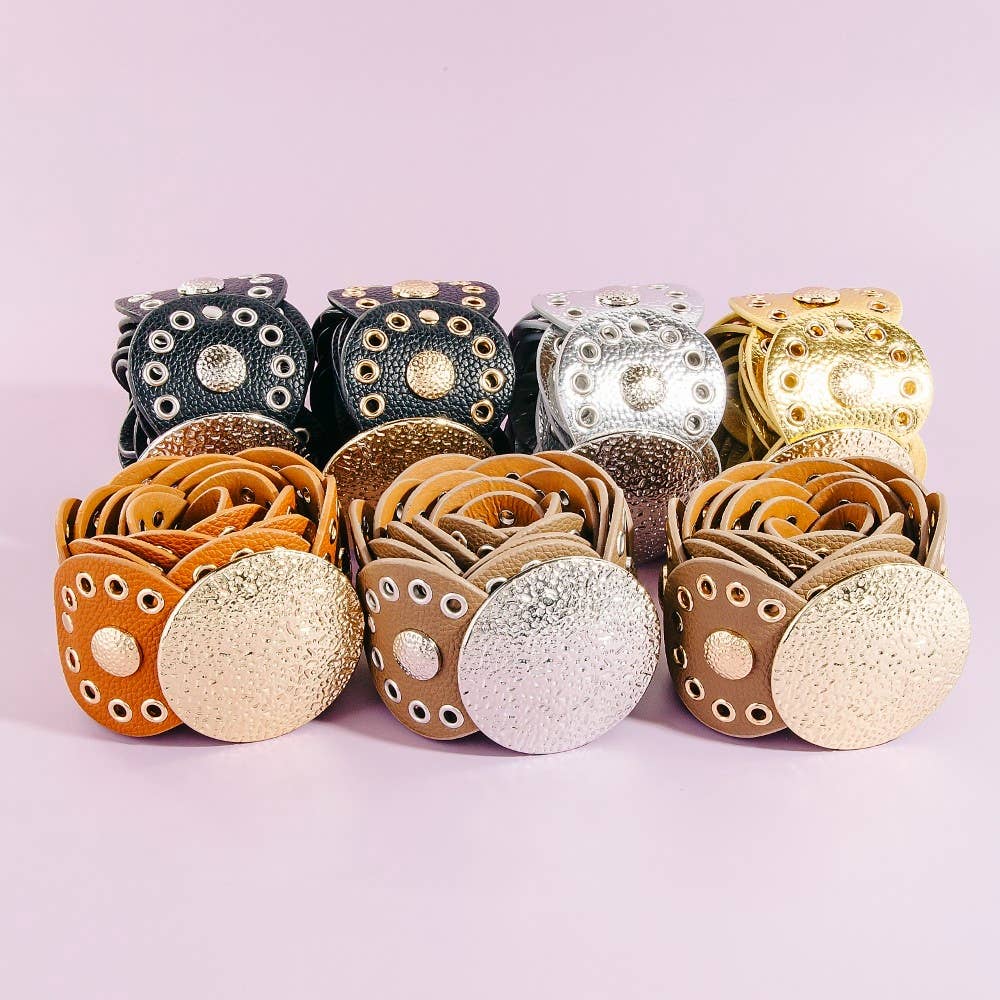 Disc Accent Faux Leather Link Belt