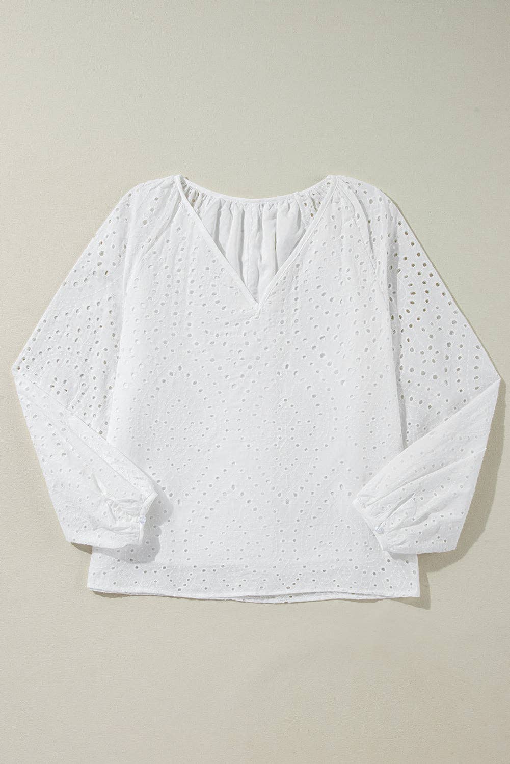 Eyelet Embroidered Puff Sleeve Blouse