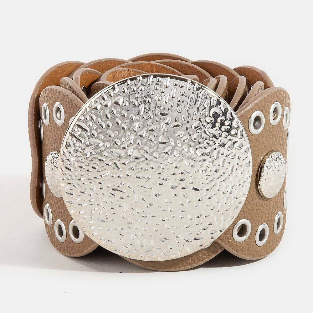 Disc Accent Faux Leather Link Belt
