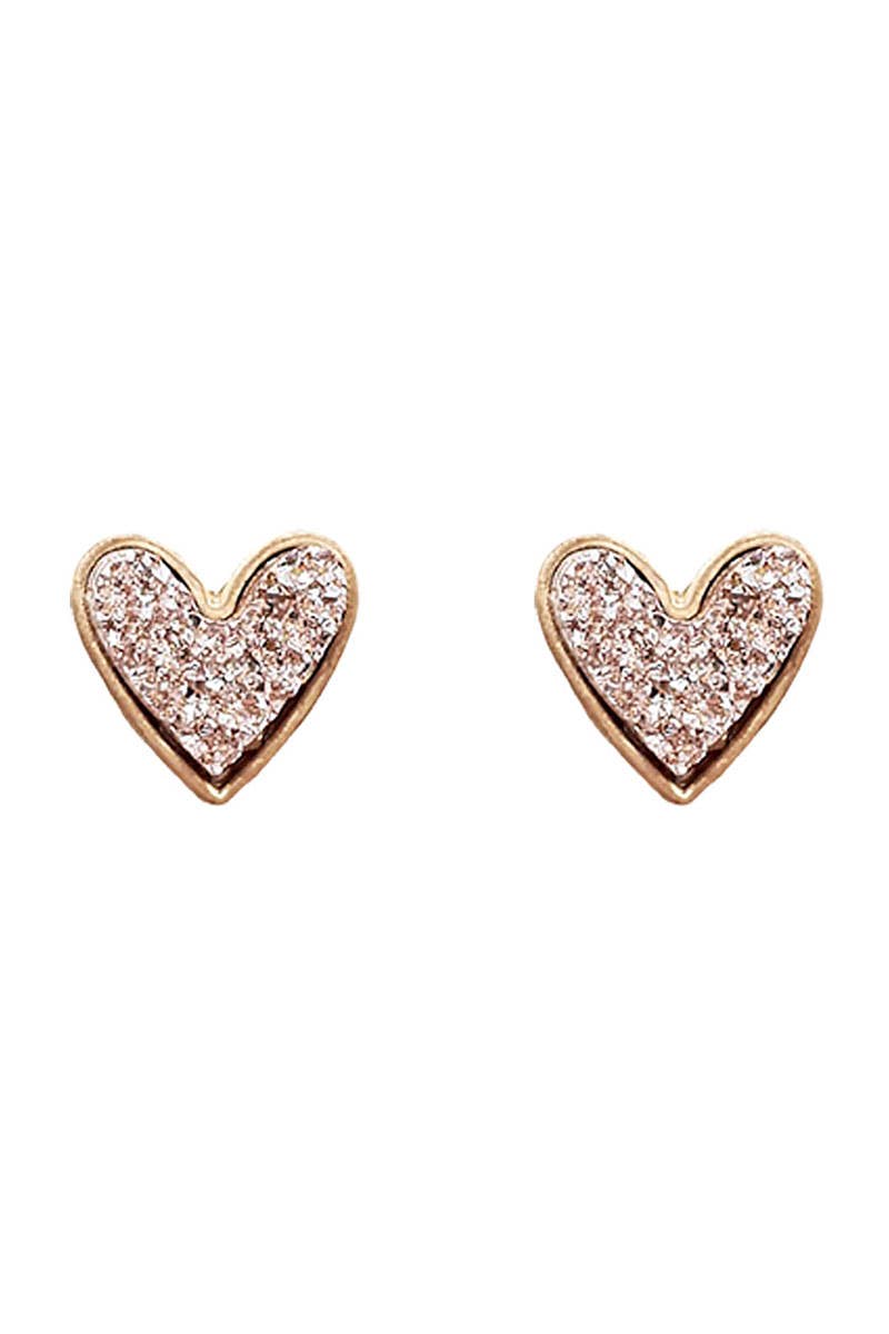 Valentine's Day Heart Drusy Stone Post Earrings