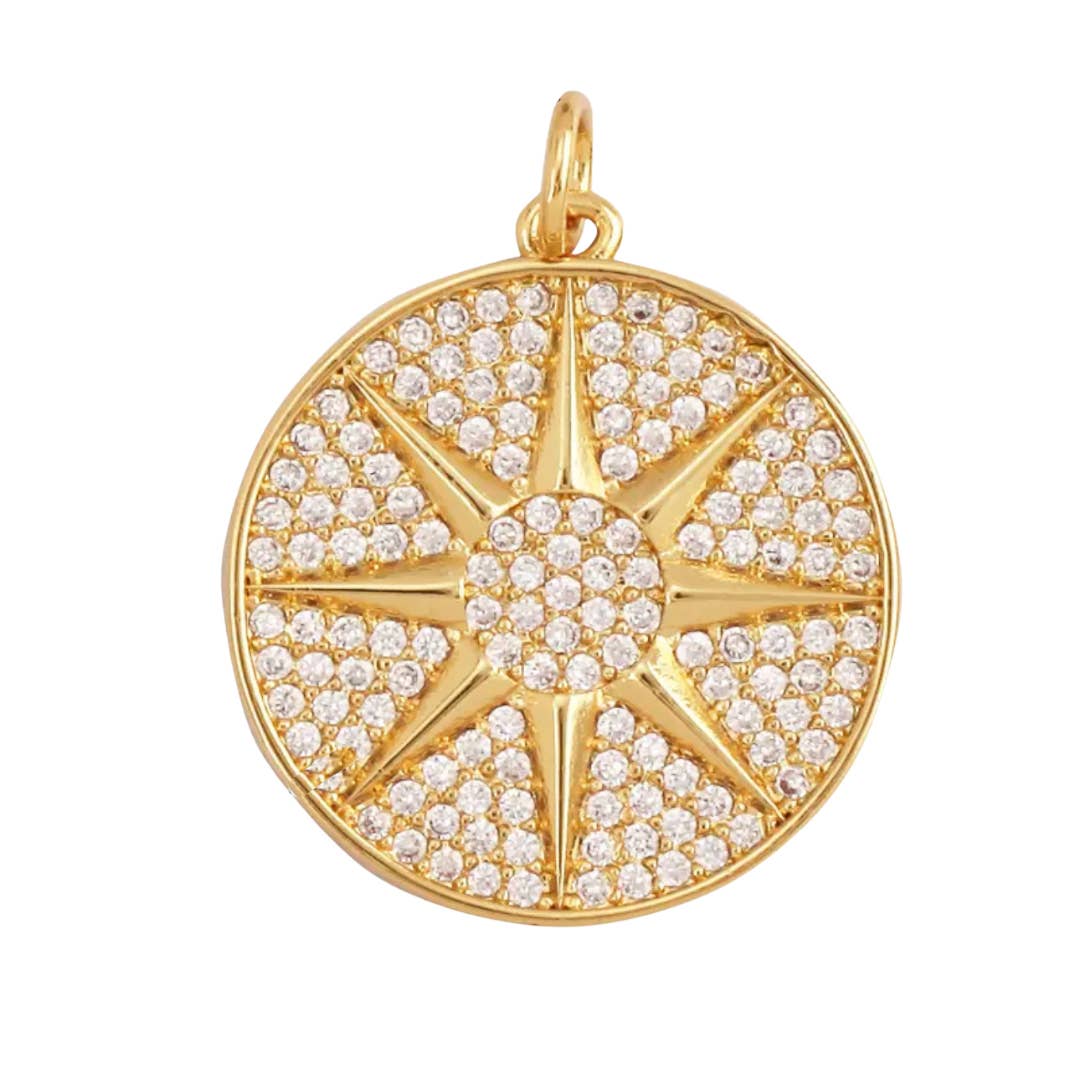 Pave Sun Burst Charm For Charm Bar & Charm Necklace