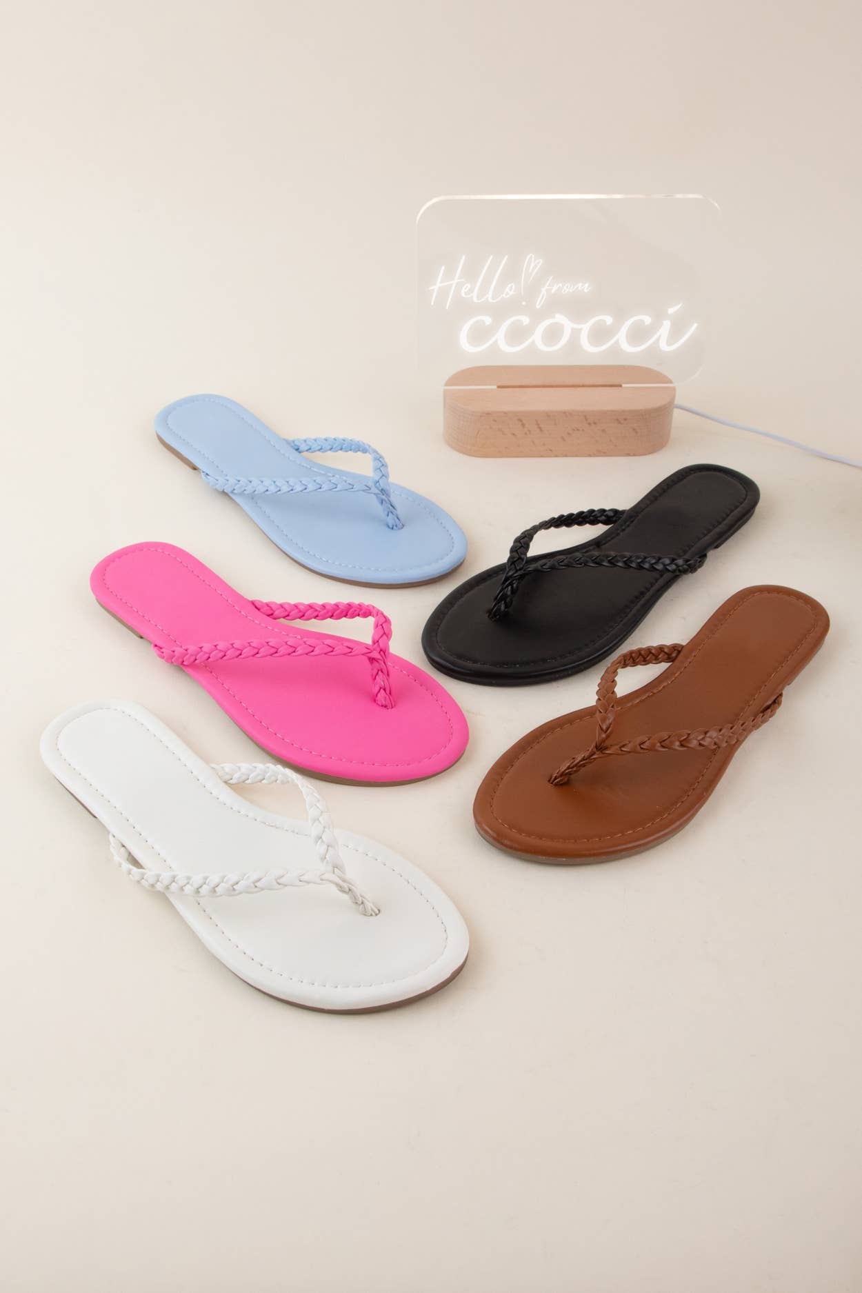 BELLEN-02 BRAIDED THONG STRAP FLIP-FLOP SANDALS