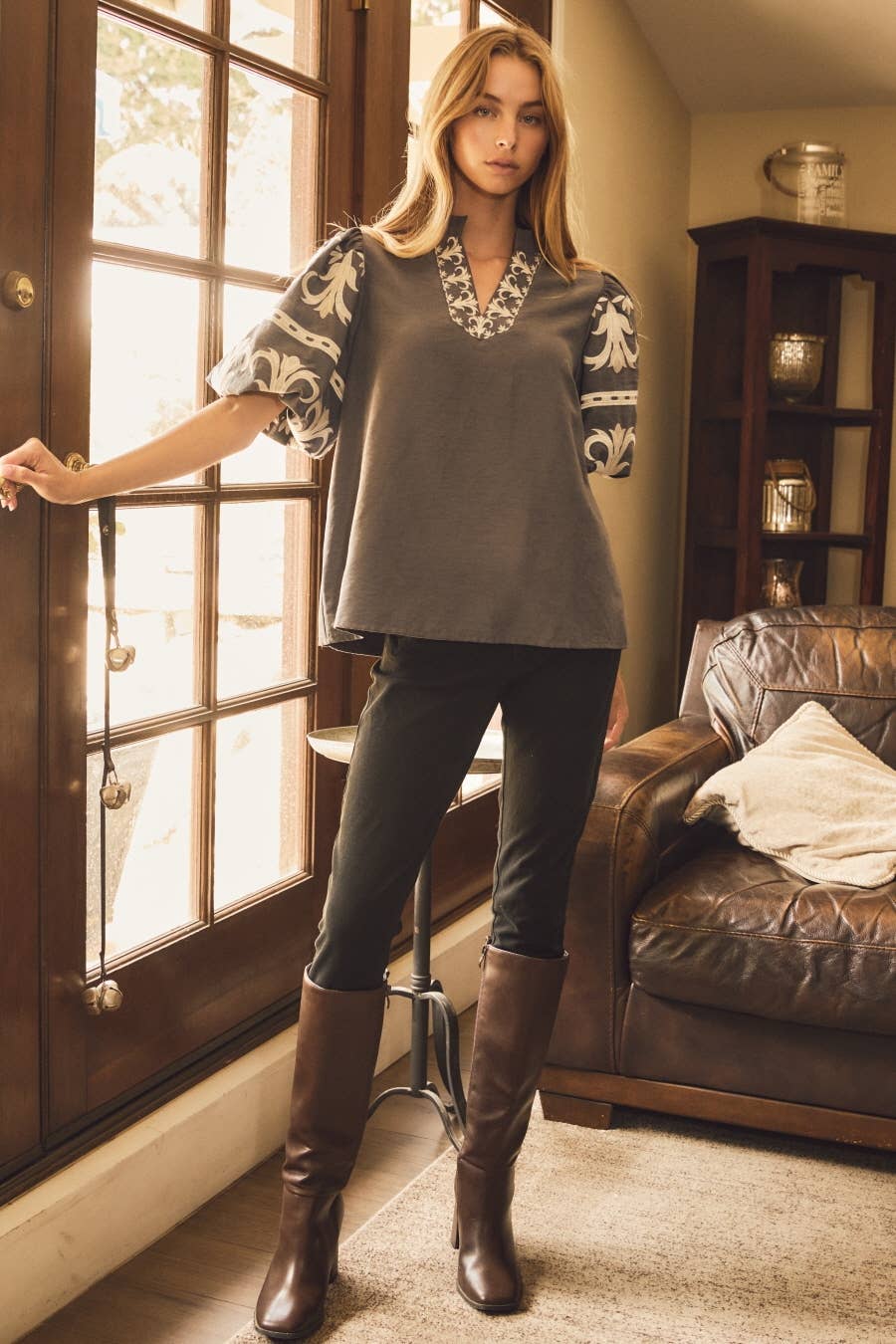 Embroidered Baby Doll Blouse