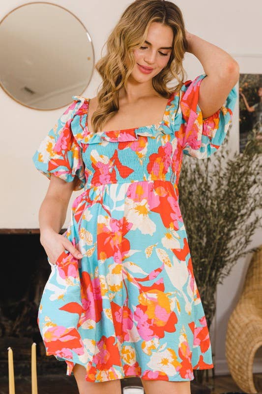 Floral Printed Mini Dress