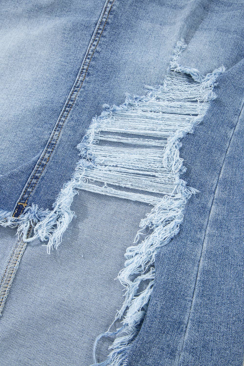 Denim Distressed Midi Skirt