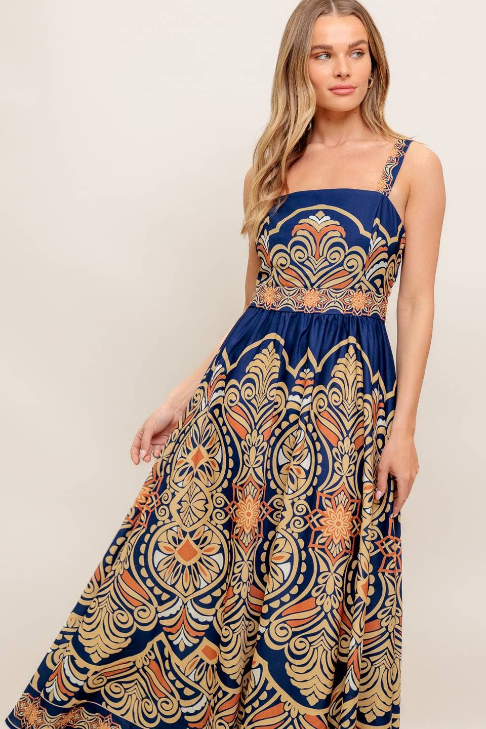 A printed woven midi dress - ID22632