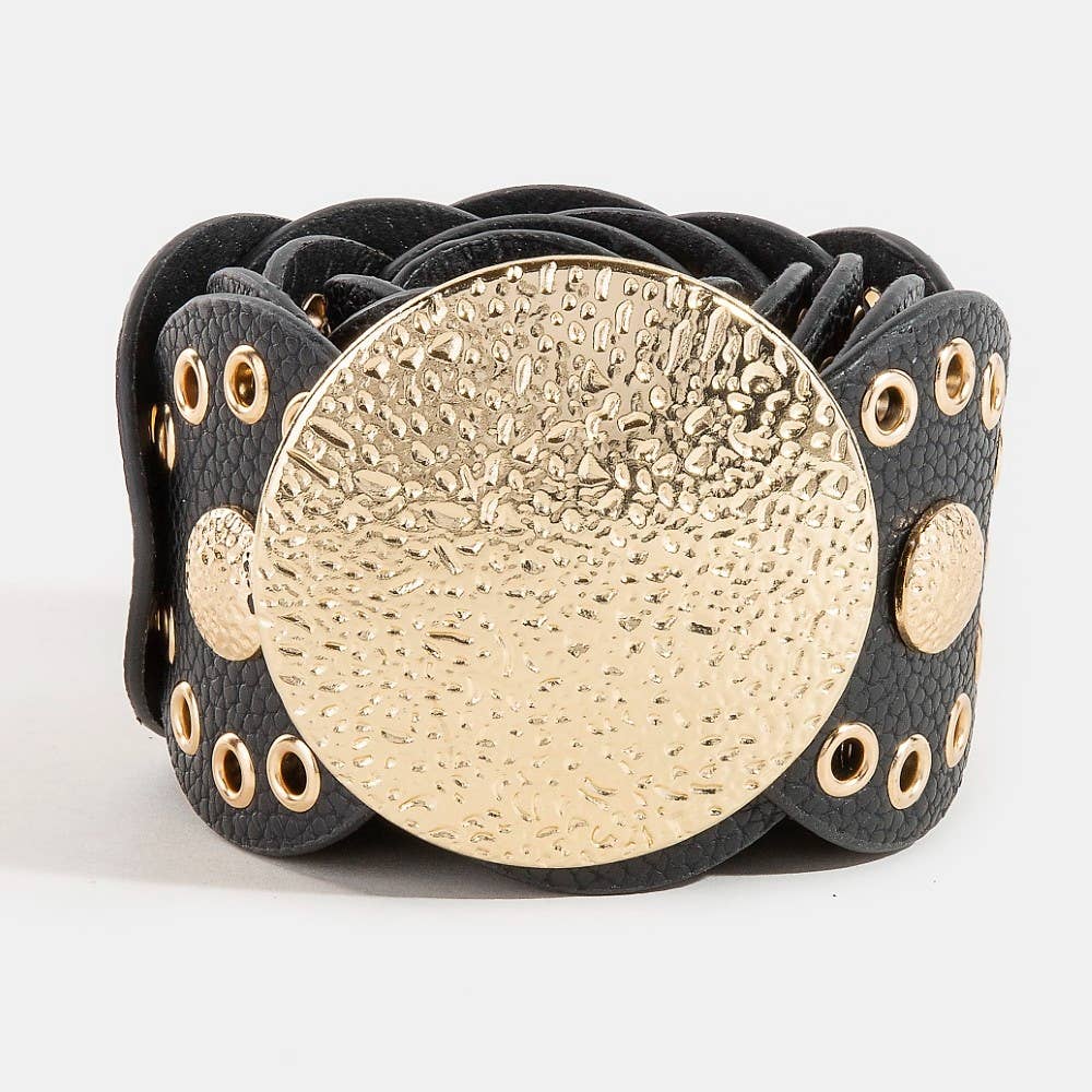 Disc Accent Faux Leather Link Belt