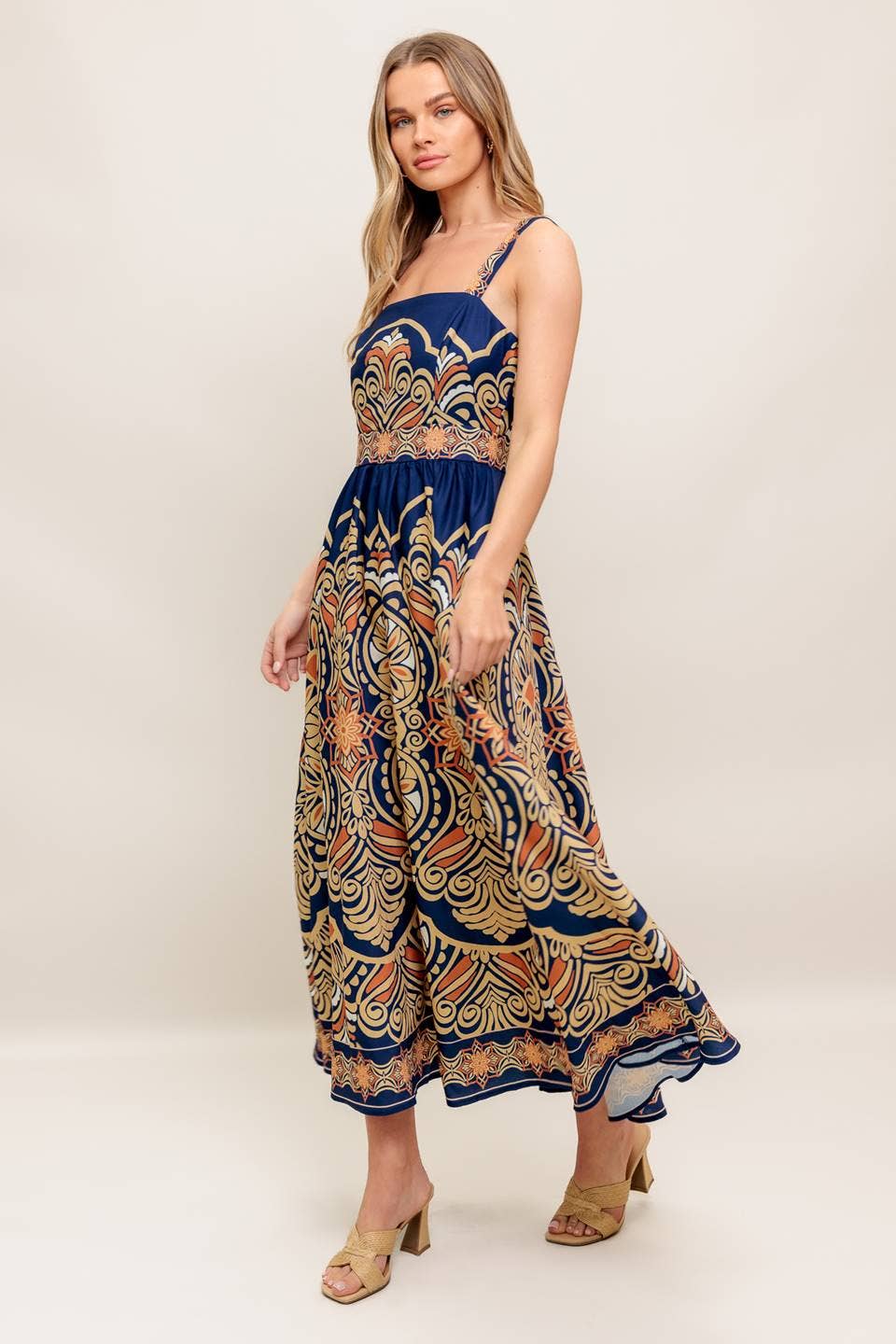 A printed woven midi dress - ID22632