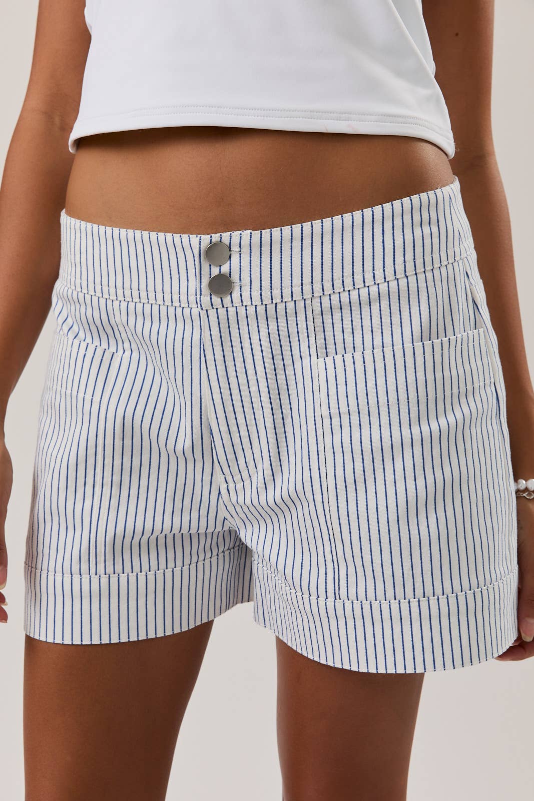 Mid Rise Stripe Shorts