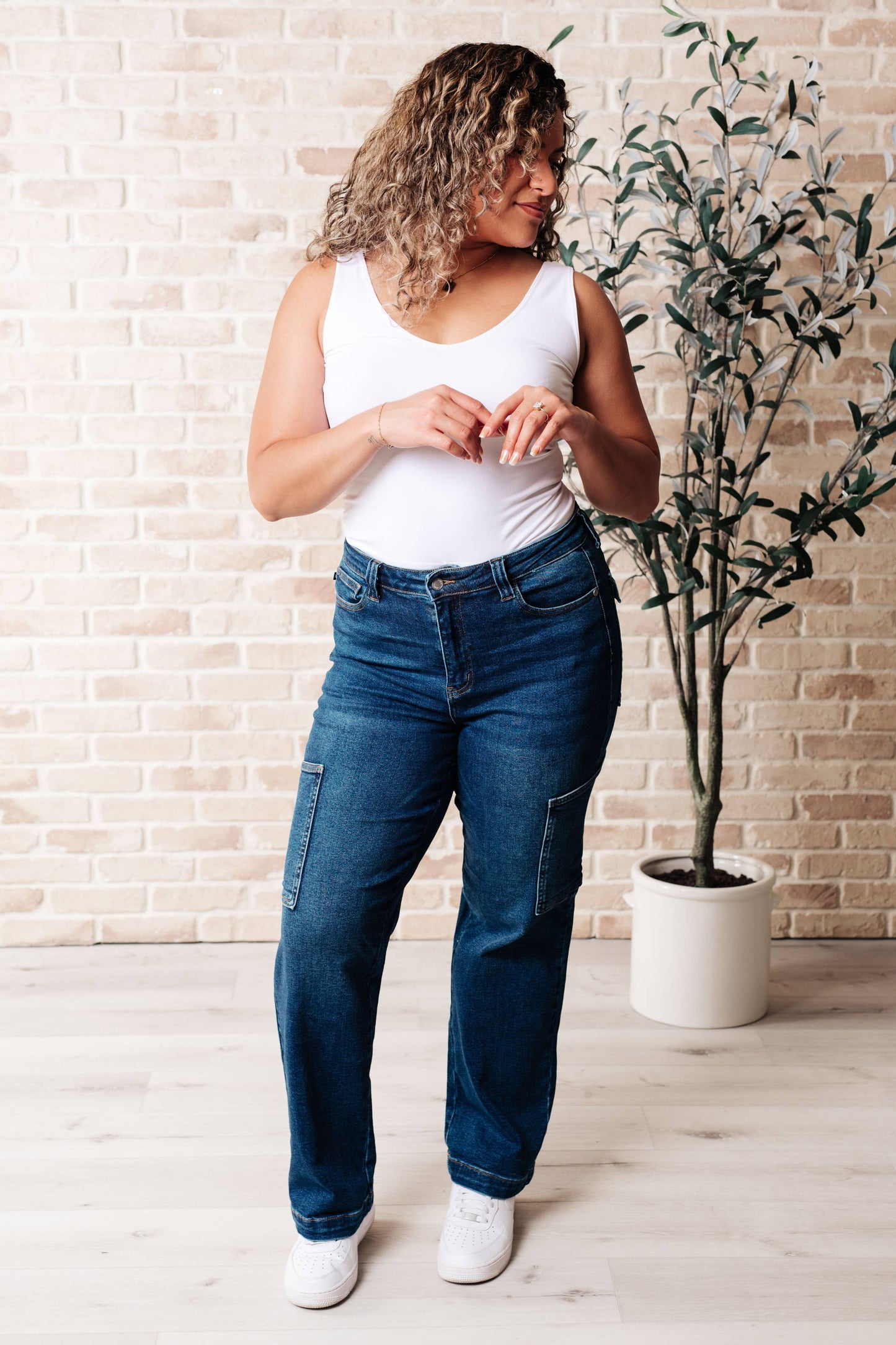 Judy Blue High Rise Cargo Straight Jeans