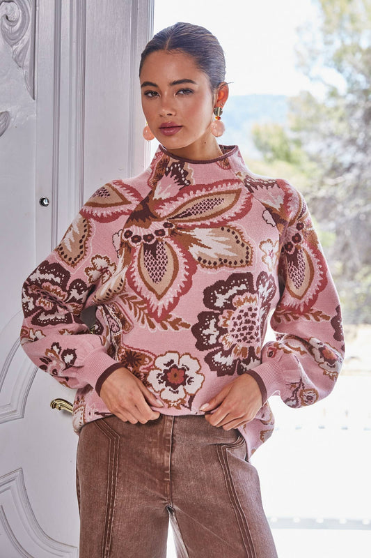 Dusty Rose Paisley Sweater