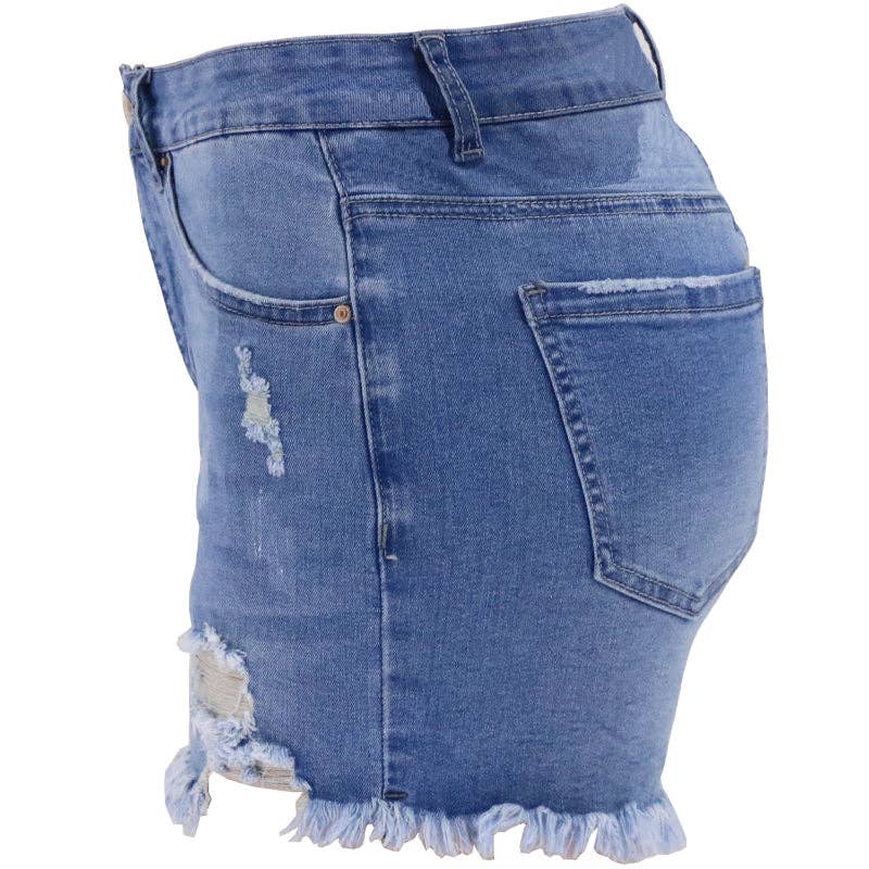 Women's High-rise Ripped Stretch Summer Denim Shorts