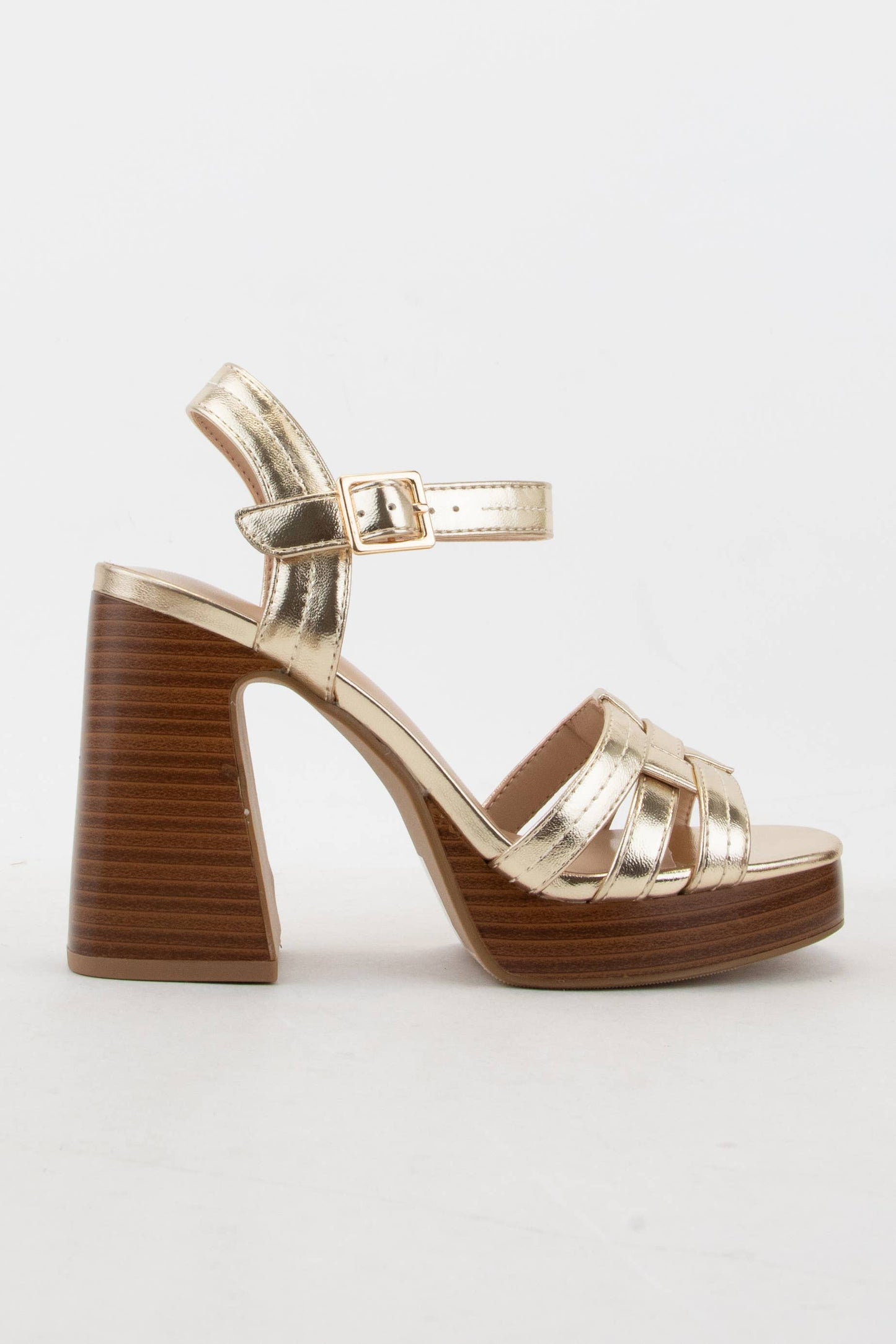 JANESSA WOVEN STRAP UPPER PLATFORM BLOCK HEEL SANDAL