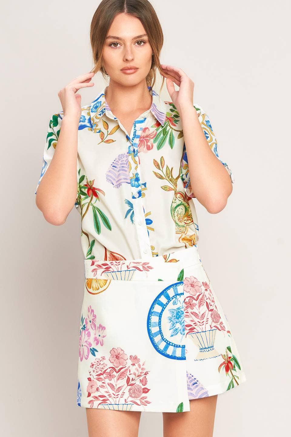 A printed woven top - IT13993B