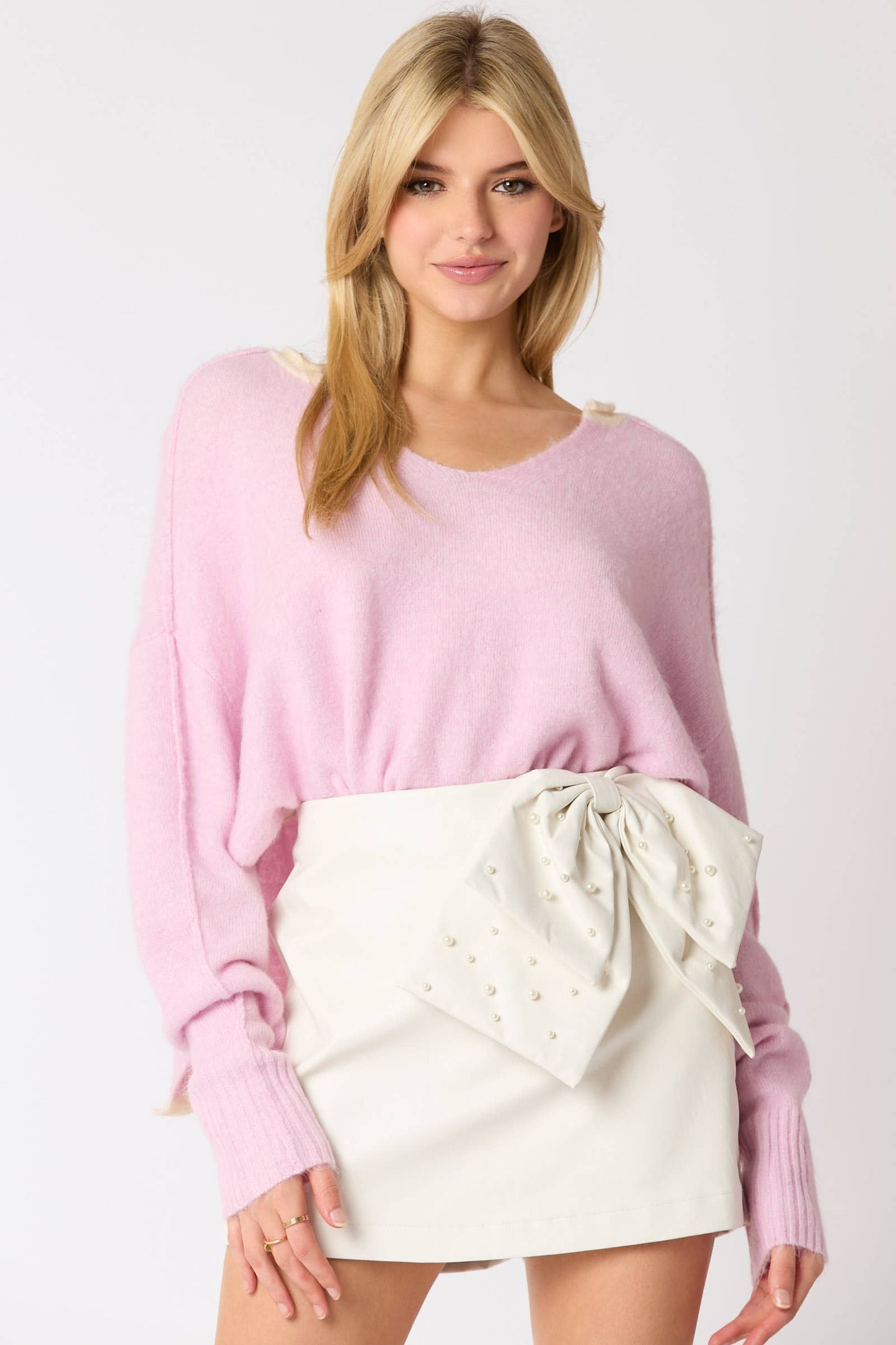 Split Neck Crop Sweater