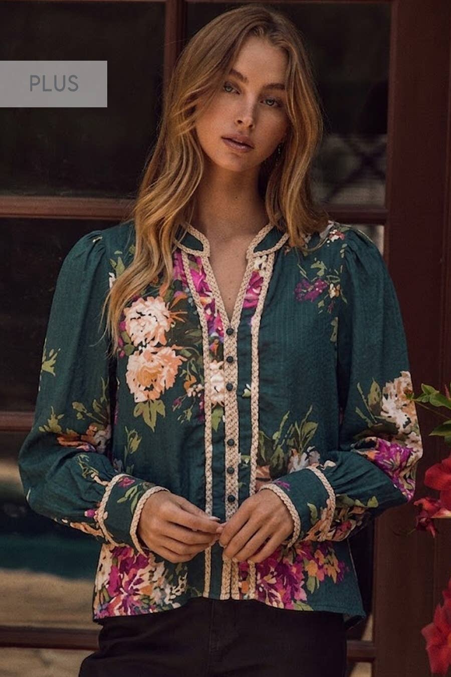 Plus Floral Print Blouse