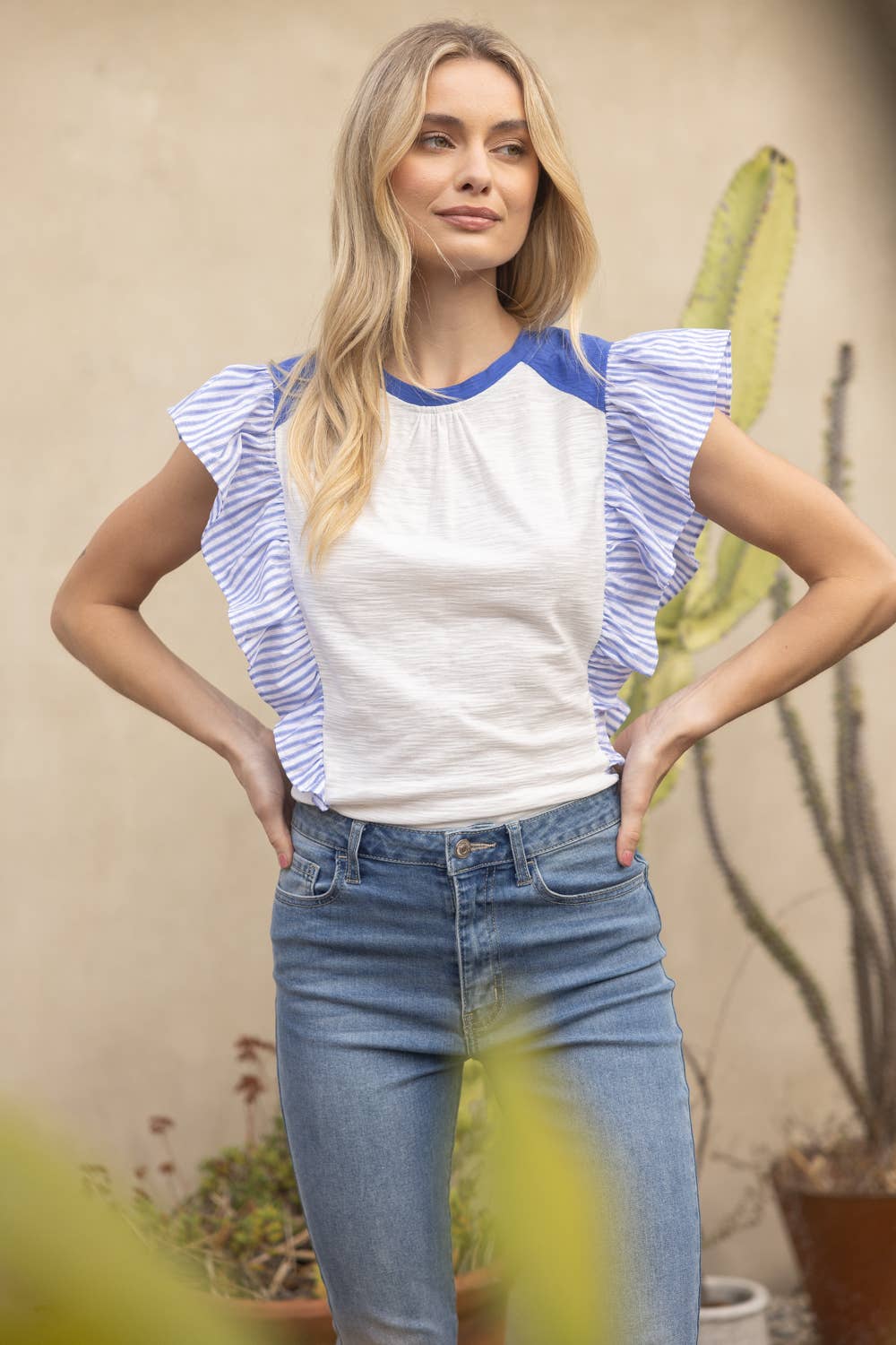 Emily Ruffle Sleeve Knit Top