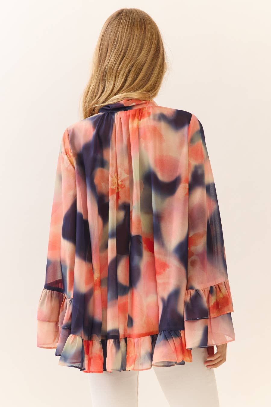 Abstract Watercolor Print Blouse