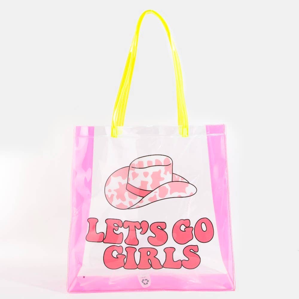 Let's Go Girls Clear Neon Tote