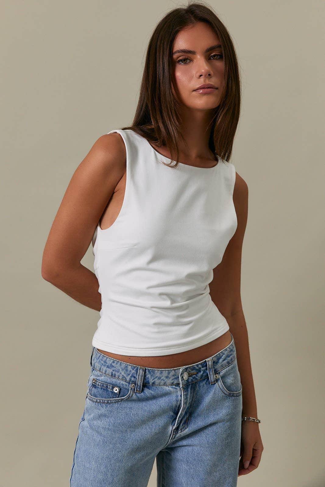 White Cowl Neck Top