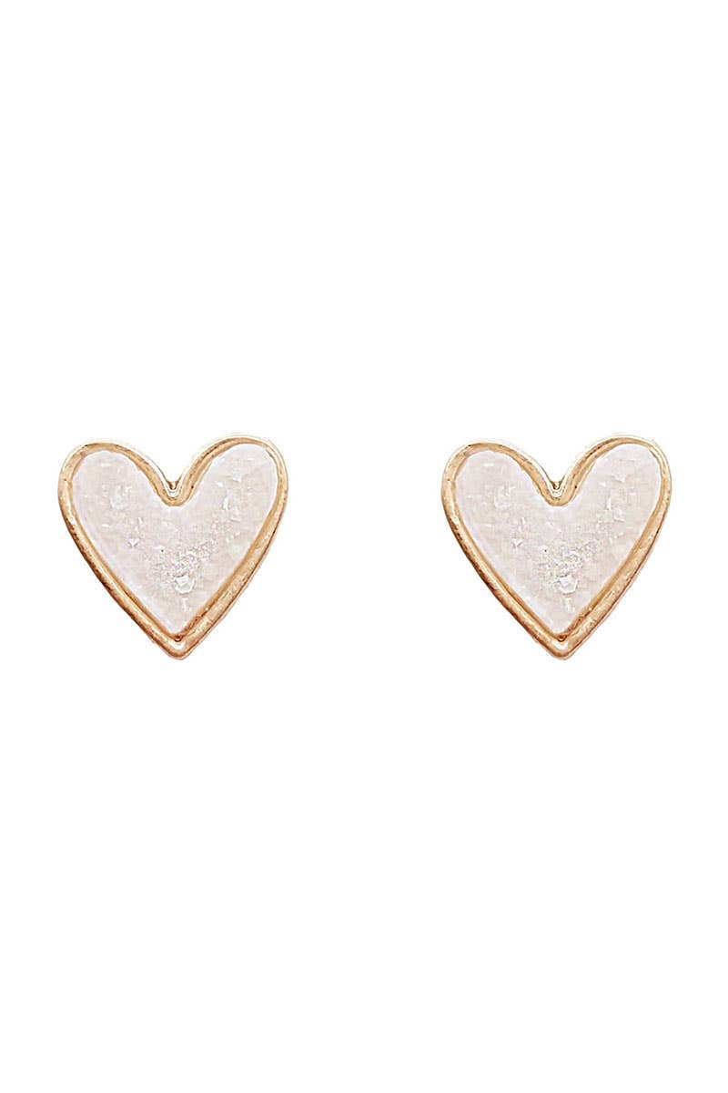 Valentine's Day Heart Drusy Stone Post Earrings