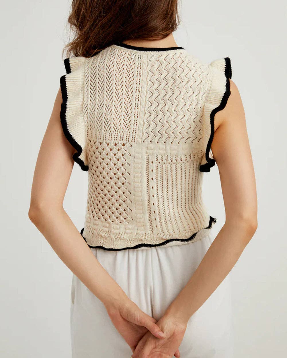 Crochet Eyelet Flounce Tank Top