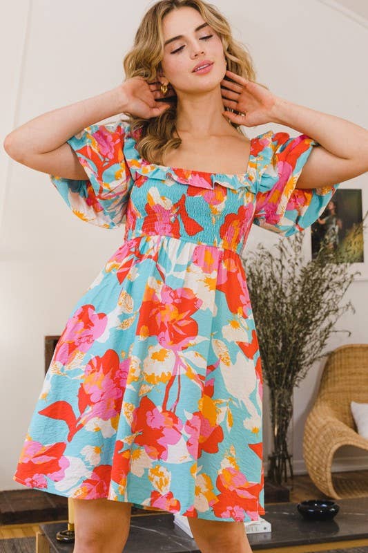 Floral Printed Mini Dress