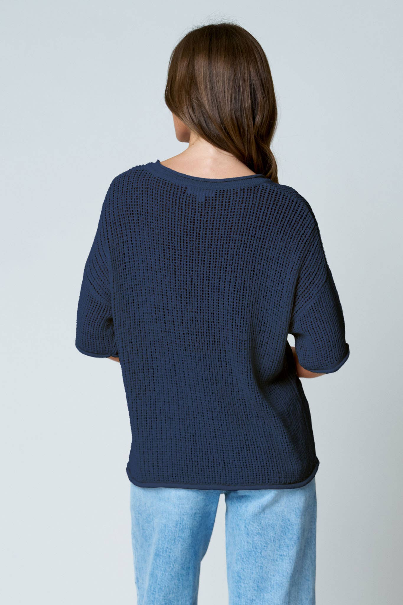 Navy Knit Top