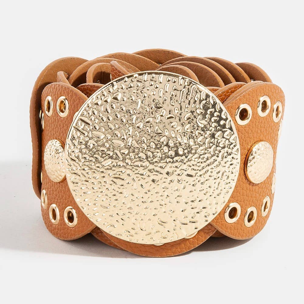 Disc Accent Faux Leather Link Belt